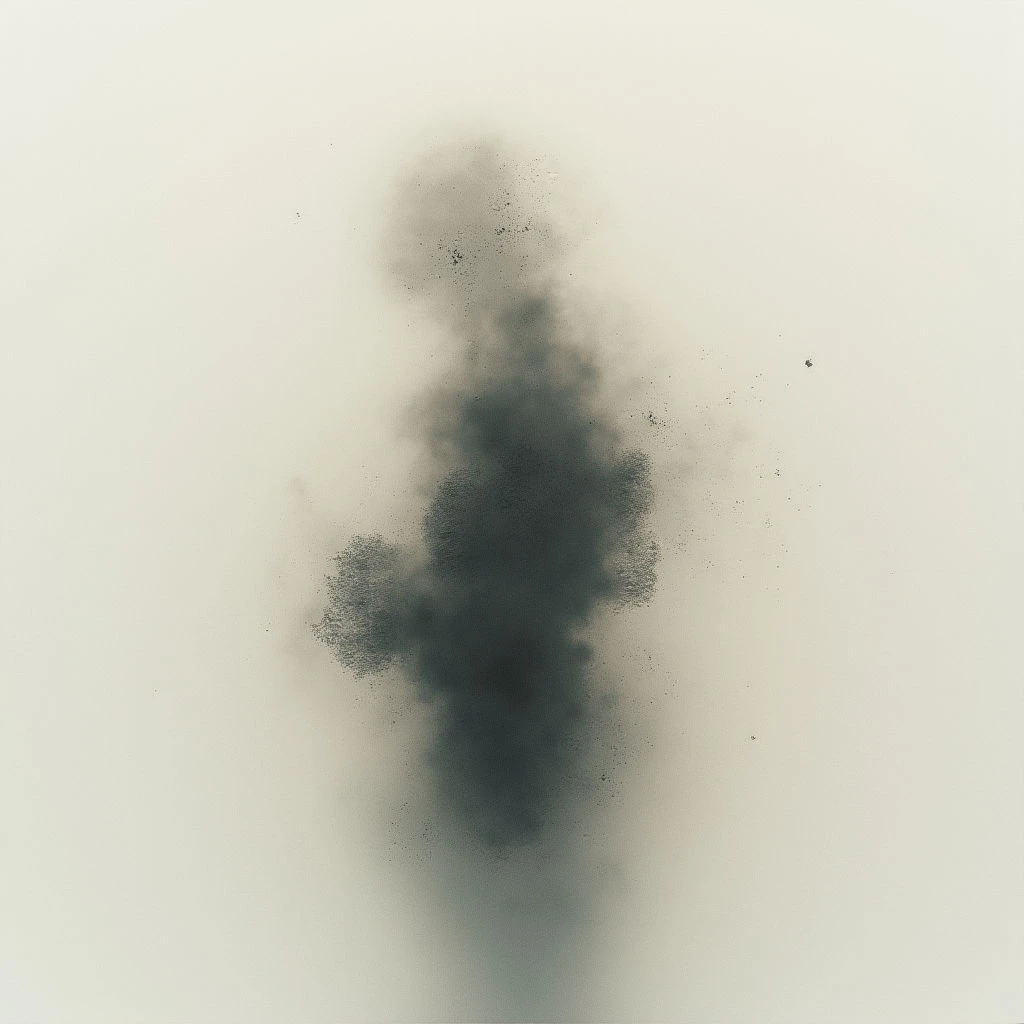 A pale, nearly translucent torso is visible against a muted background. The person’s hands are outstretched, fingers slightly curled as if interacting with something unseen. Their skin appears delicate and smooth, creating an ethereal quality to the image.